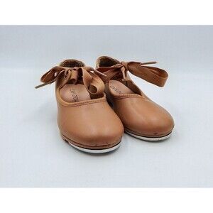 Capezio Tele Tone Tap Girls Size 12 M Tan Lace Up Pre-Owned No Box